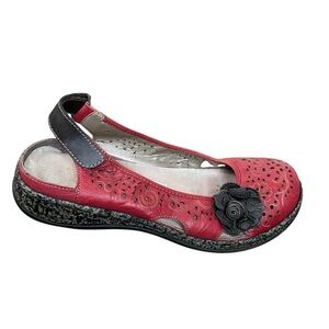 RIEKER Antistress Red Floral Mary Jane Cutout Flats 38